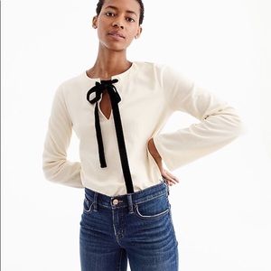 J. Crew Velvet tie front top